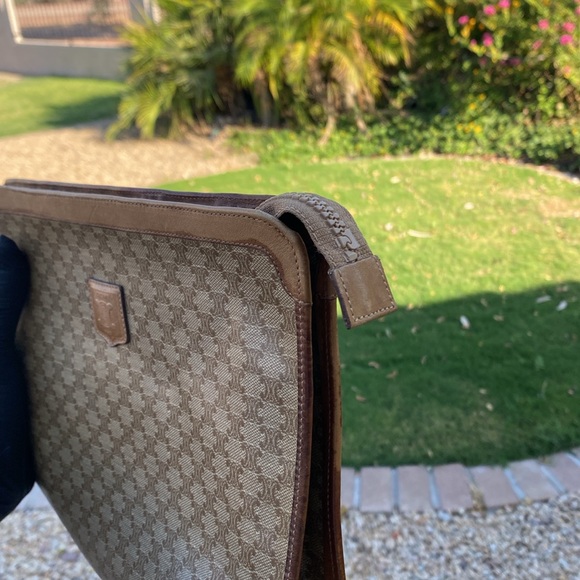 CELINE Clutch Bag Macadam brown coated, canvas monogram, Authentic USED E - Picture 5 of 12